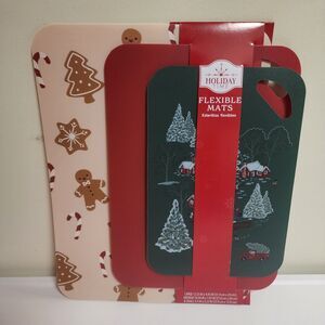 Holiday Time 3 Piece Flexible Mats Red, White, Green Includes 3 Convenient Sizes